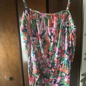 Lightweight Scoop Neck Blouson Tankini Top - Floral